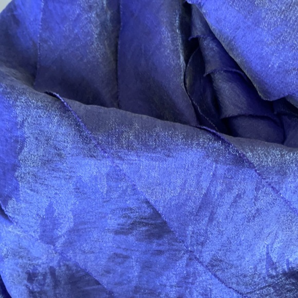 London Times Dress Tiered Purple Iridescent Cap Sleeve Mother Bride Raw Edge - Picture 14 of 16